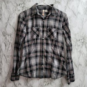 Route 66 Button Down Long Sleeves Plaid Shirt